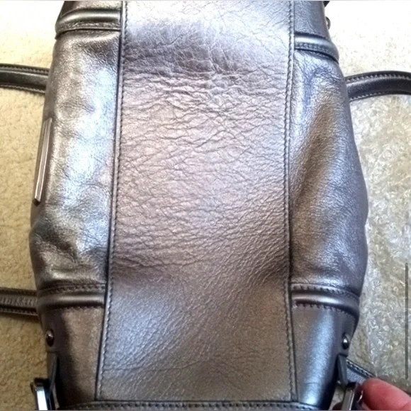 🆑 Burberry Prorsum Metallic Silver Satchel And/e Shoulder Bag Like New EUC